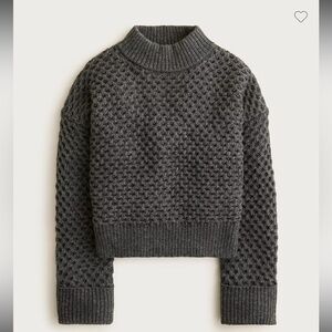 J.Crew honeycomb mock neck sweater in wool blend — Heather Charcoal Gray, Large